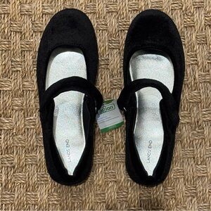 NWT New Lands' End Black Velveteen Girls Sz 4M kids Mary Jane Shoes